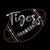 Tigers Script Football Iron On Rhinestone & Rhinestud Transfer