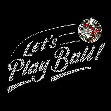 Let's Play Baseball Iron On Rhinestone Transfer