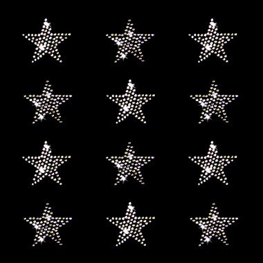 Set of 12 Clear Star Iron On Rhinestone Transfers