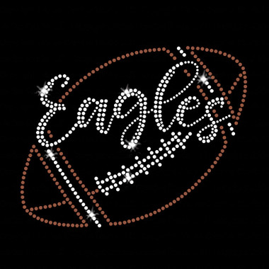 Eagles in Script Font Fancy Glitter Outlined in Bling Band Shirt