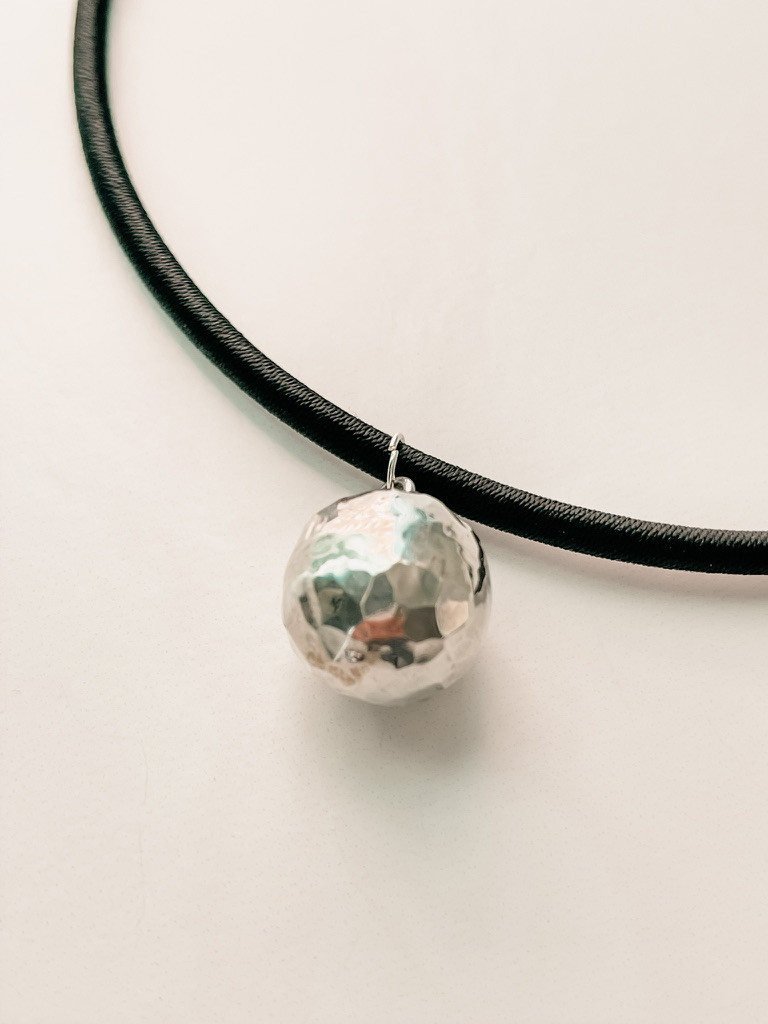 STERLING SILVER BALL PENDANT - HAMMERED