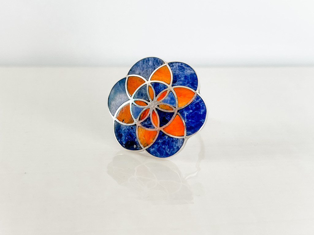 LAPIS AND CORAL RING