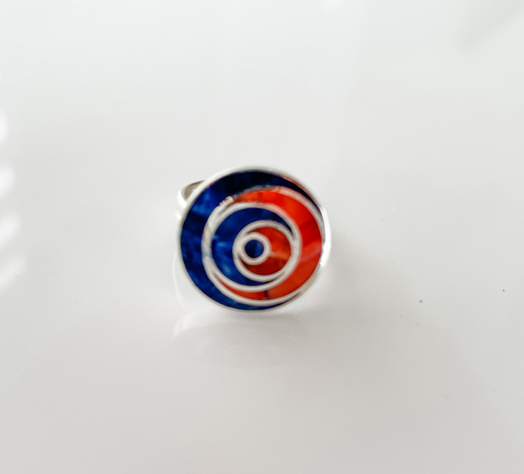 LAPIS AND CORAL SWIRL RING