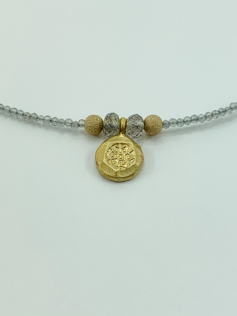 LABRADORITE WITH TURKISH COIN NECKLACE