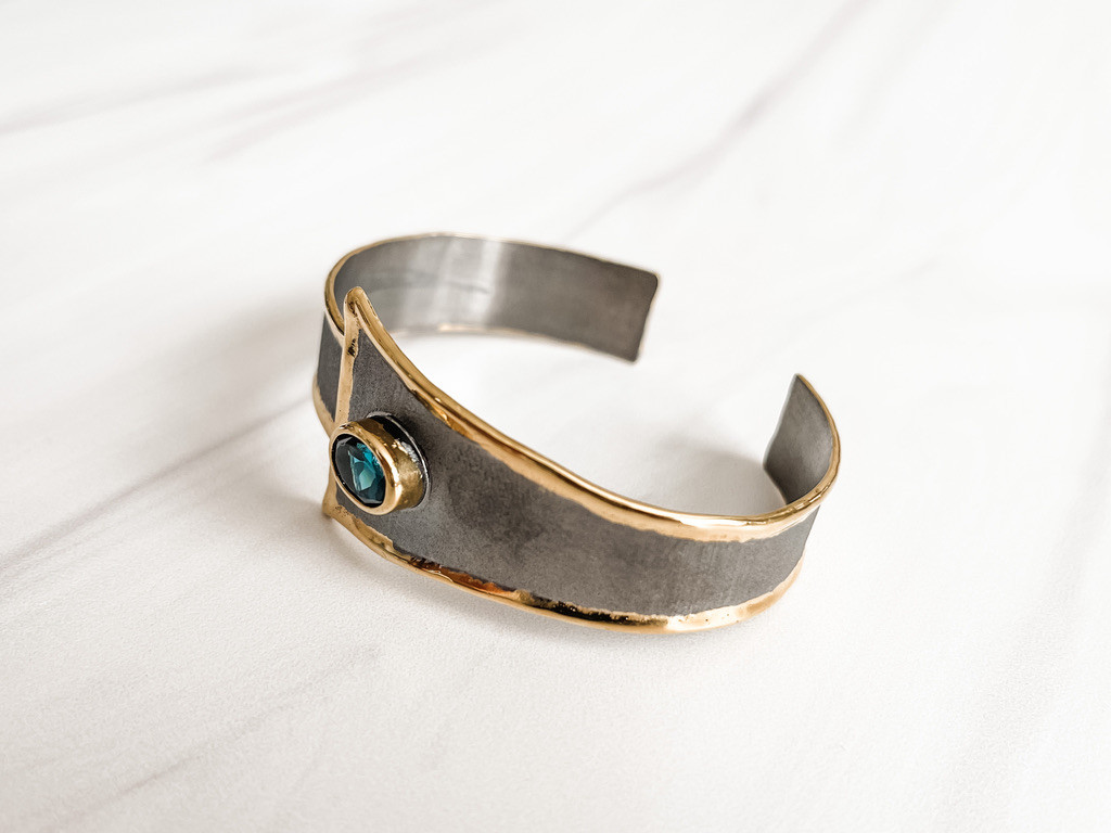 ECLYPS FINE SILVER AND GOLD LONDON BLUE TOPAZ BRACELET