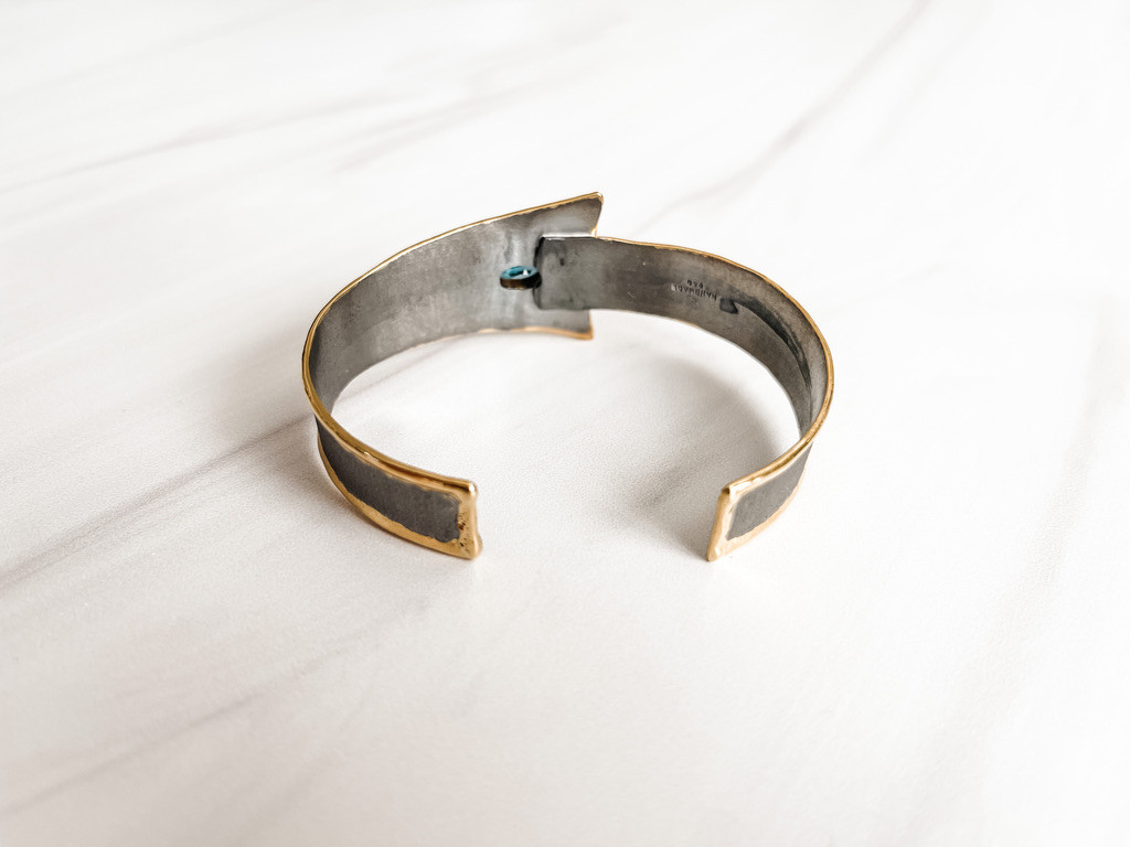 ECLYPS FINE SILVER AND GOLD LONDON BLUE TOPAZ BRACELET