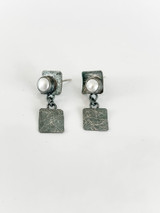 OXIDIZED STERLING SILVER EARRINGS WITH PEARL