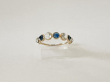 14K GOLD BLUE SAPPHIRE AND RAINBOW MOONSTONE RING