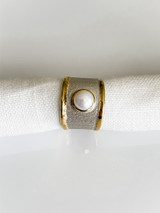 FINE SILVER AND 24K GOLD RING WITH PEARL