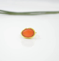 OVAL CARNELIAN GOLD PLATED RING