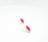 NEON PINK JADE EARRING STUDS