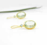 GREEN AMETHYST & BLUE TOPAZ EARRINGS