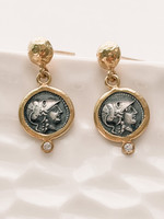 24K GOLD EARRING W/ DIA AND SILVER - ATHENA'S