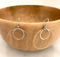 Sterling Silver and 14k Gold Mixed Large Hoop Earrings