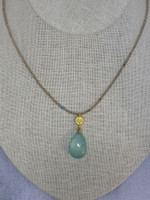 14k Gold Filled Strung Topaz w/Chalcedony Drop & Turkish Coin Necklace