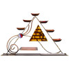 Sculptural Wood & Metal Pyramid Seder Plate And Matzah Tray