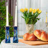 Handcrafted Ocean Blue Shabbat Candlesticks