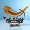 Rams Horn Shofar On Sculpted Jerusalem Shofar Stand
