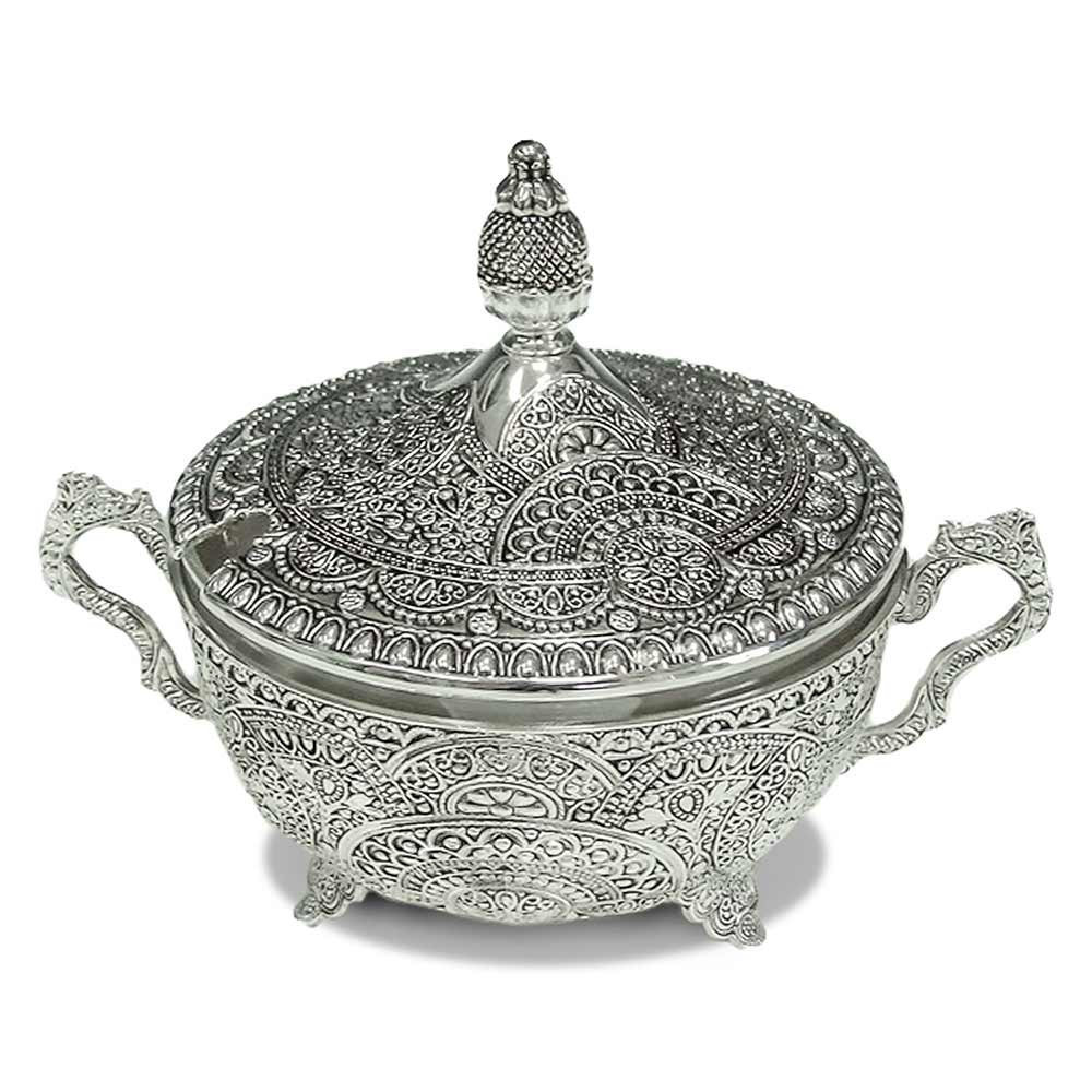 Passover Gifts Silver Plated Filigree Design Passover Dish And Spoon