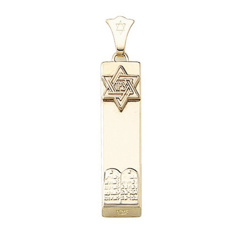 14K Gold Mezuzah Pendant