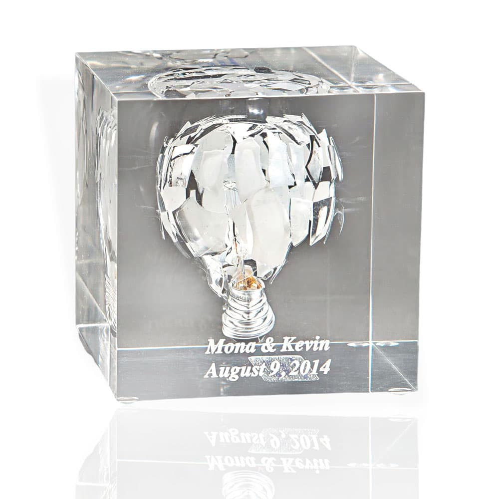 Jewish Wedding Gift, Crushed Wedding Glass Lucite Cube Wedding Keepsake