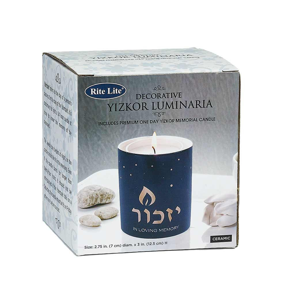 Blue Gold Ceramic Yizkor Luminaria