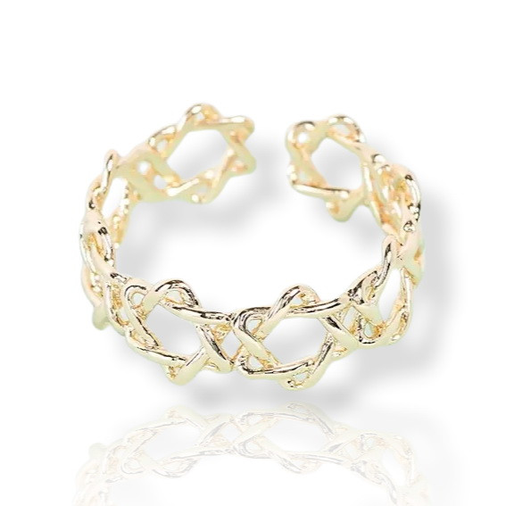 Gold-Tone Star Of David Inspired Linked Ring