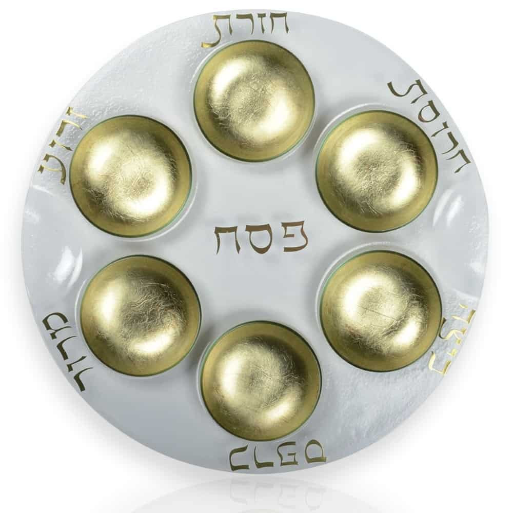 Golden Dish Glass Passover Seder Plate