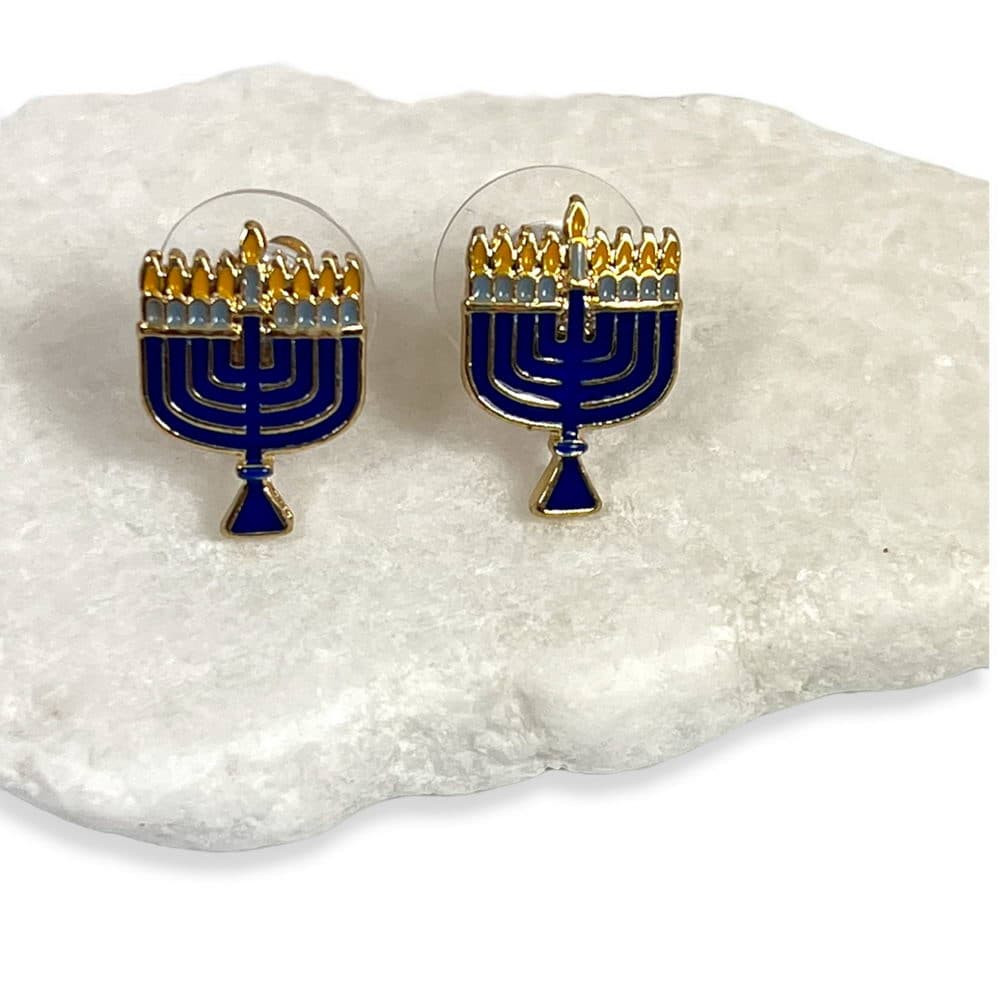 Signature Enamel Menorah Stud Earrings