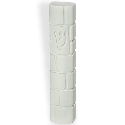 White Polyresin Stone Design Mezuzah
