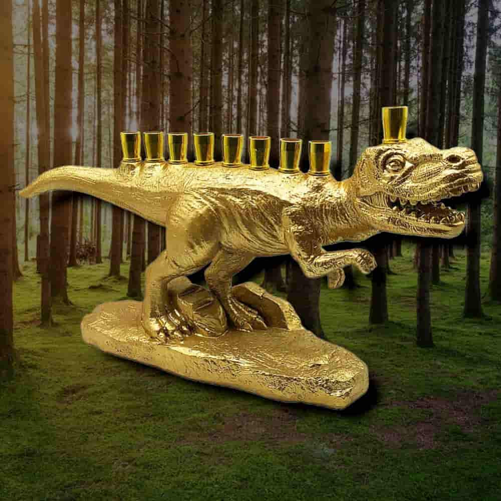 Golden Dinosaur Land Menorah
