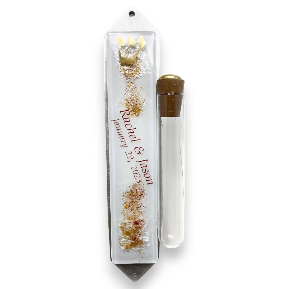 Personalized Fused Glass Collage Wedding Glass Mezuzah
