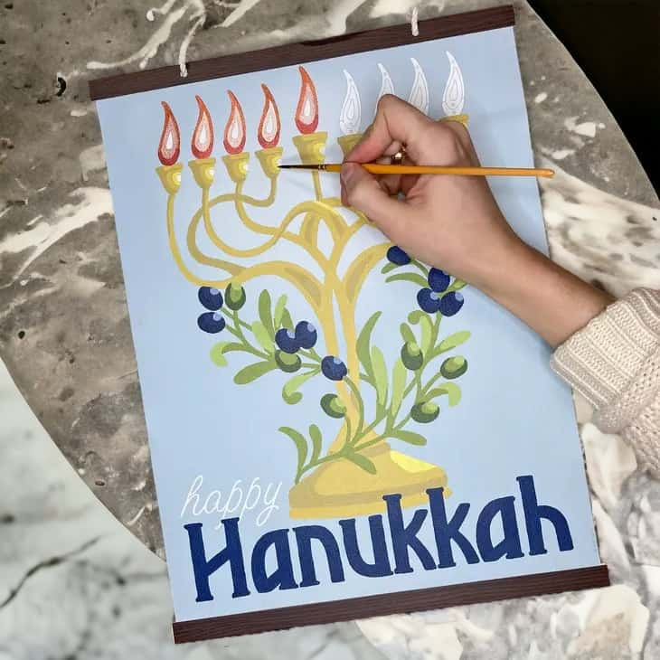 Hanukkah Menorah PaintByNumber Wall Hanging Kit