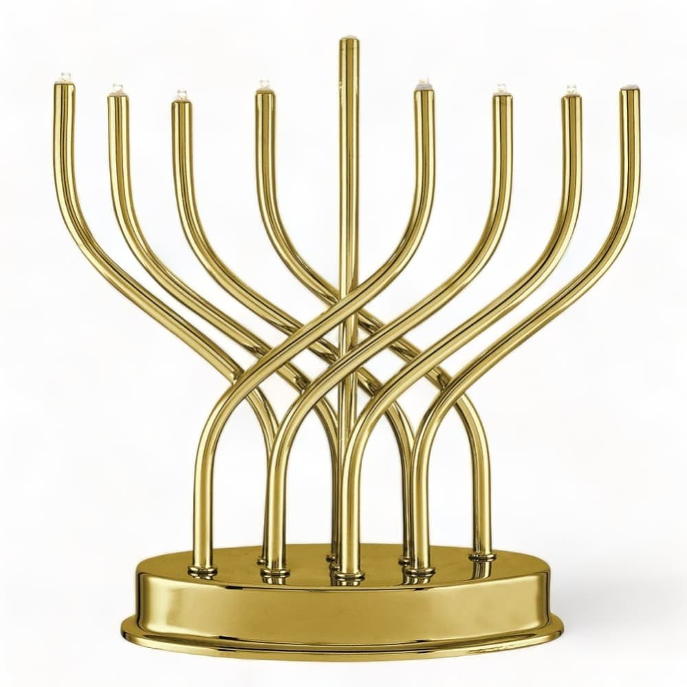 Polished Gold Battery Operated LED Menorah