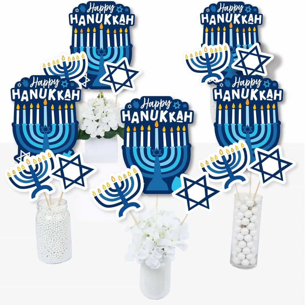 Hanukkah Menorah Table Topper Centerpiece Sticks