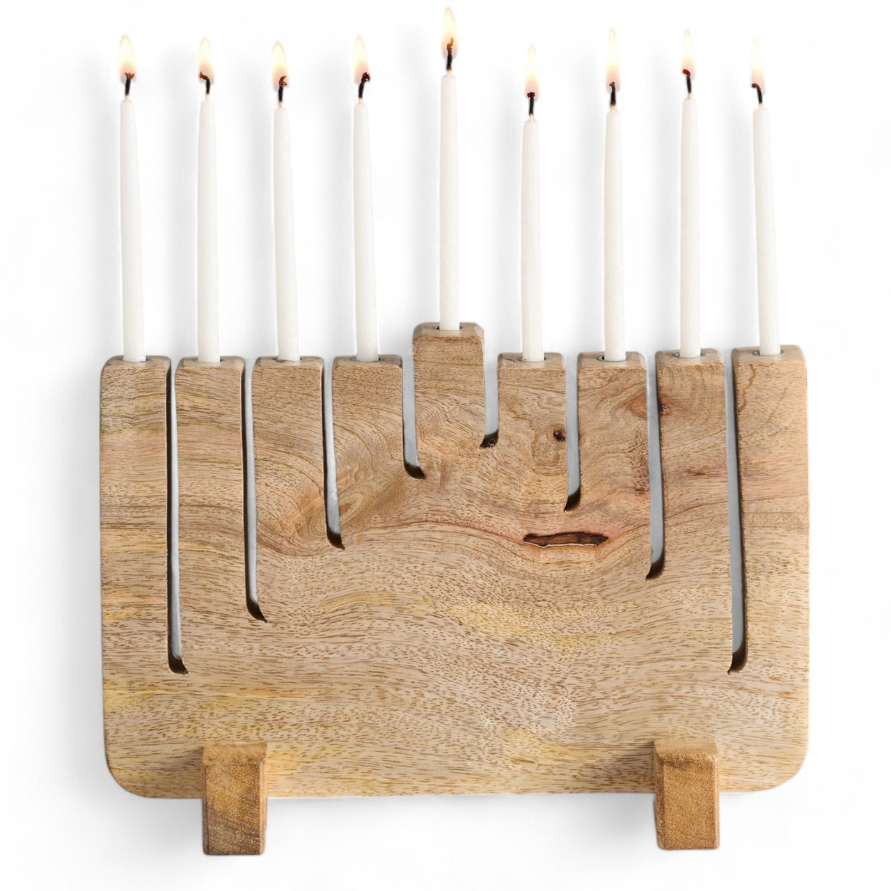 Modern Mango Wood Menorah