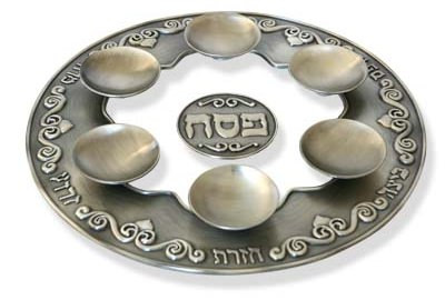 Pewter And Glass Seder Plate