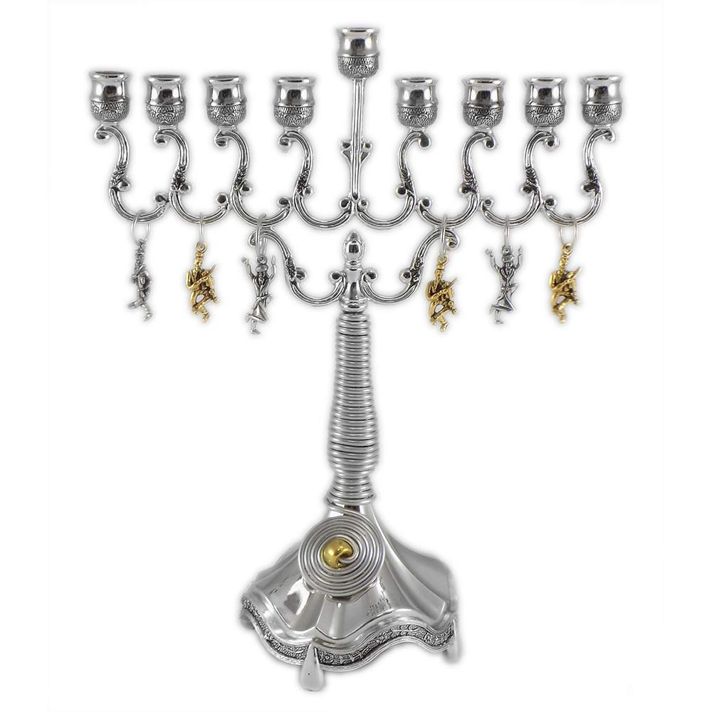 Hanukkah Menorahs Dancing Horah Charm Beaded Menorah