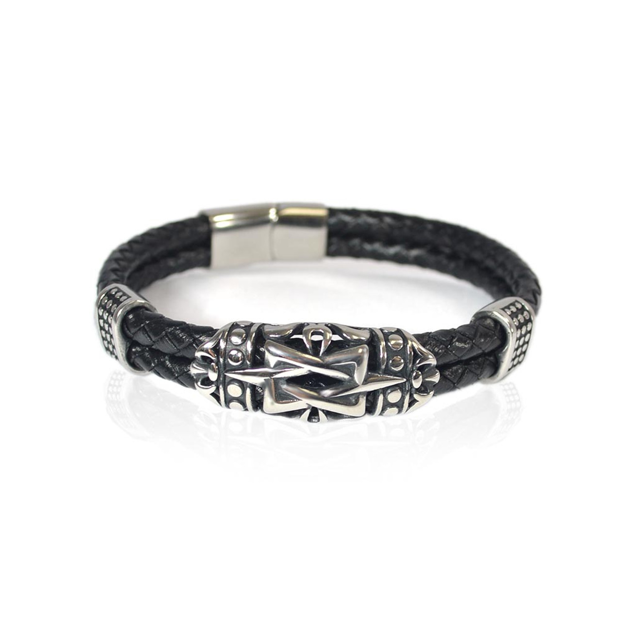 Black Jewish Religious Star of David Bracelet - Judaism Magen David Star  Faith Symbol Leather Cuff Bangle with Magnetic Clasp, Male Men's Biker  Israel Jewelry, 7.28 Inch - Walmart.com