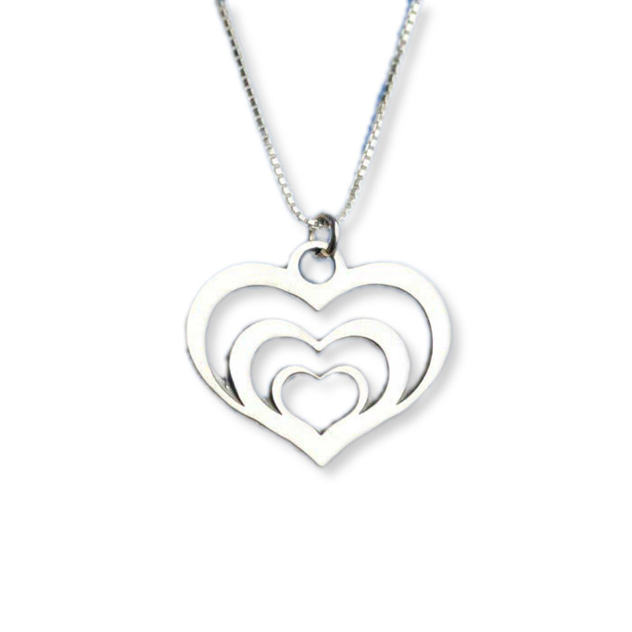 sterling silver 3 heart necklace