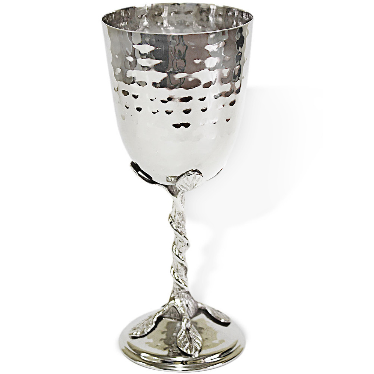 Jewish Gifts, JudaicaSilver Leaf Hammered Kiddush Cup