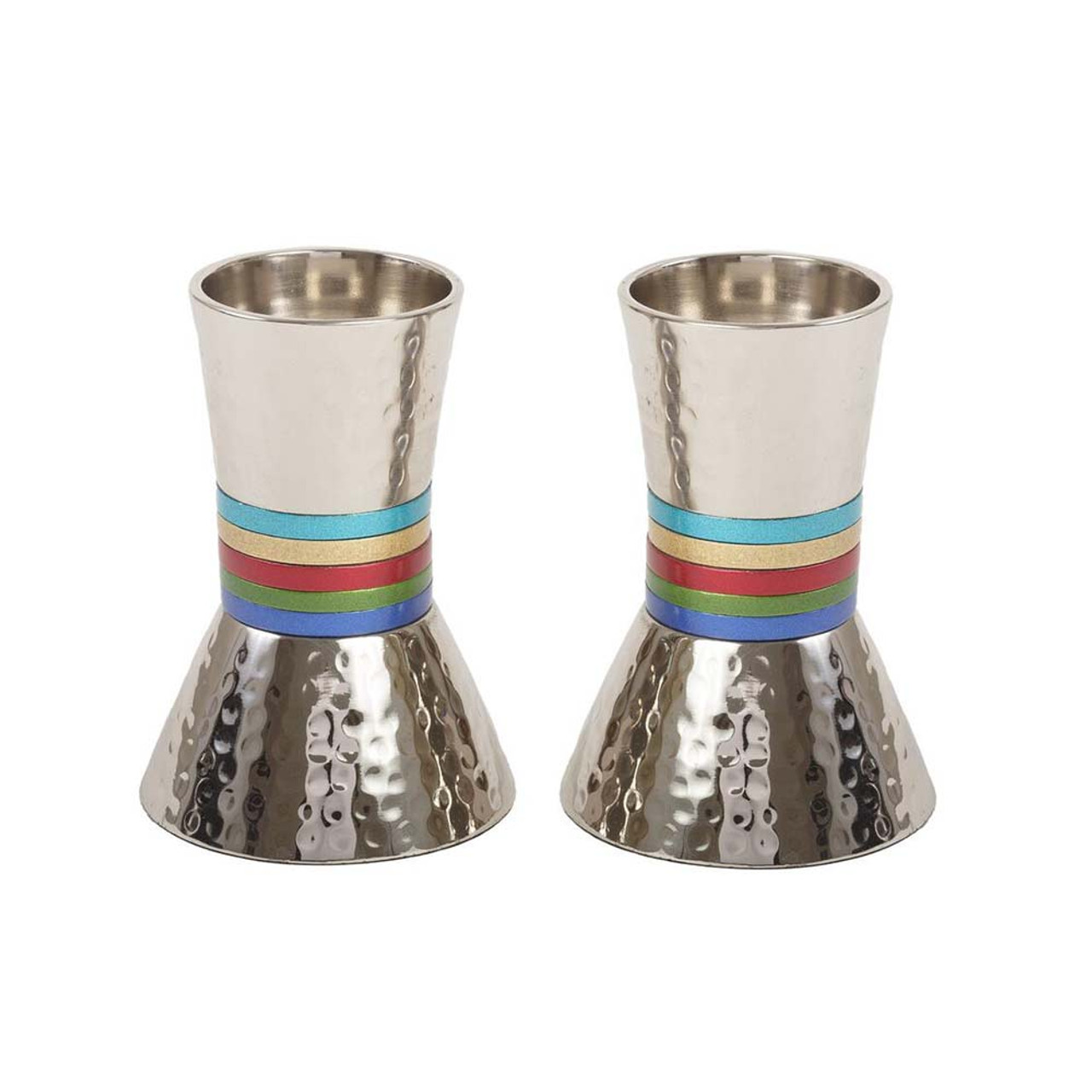 Nickel Multi Color Aluminum Shabbat Candlesticks