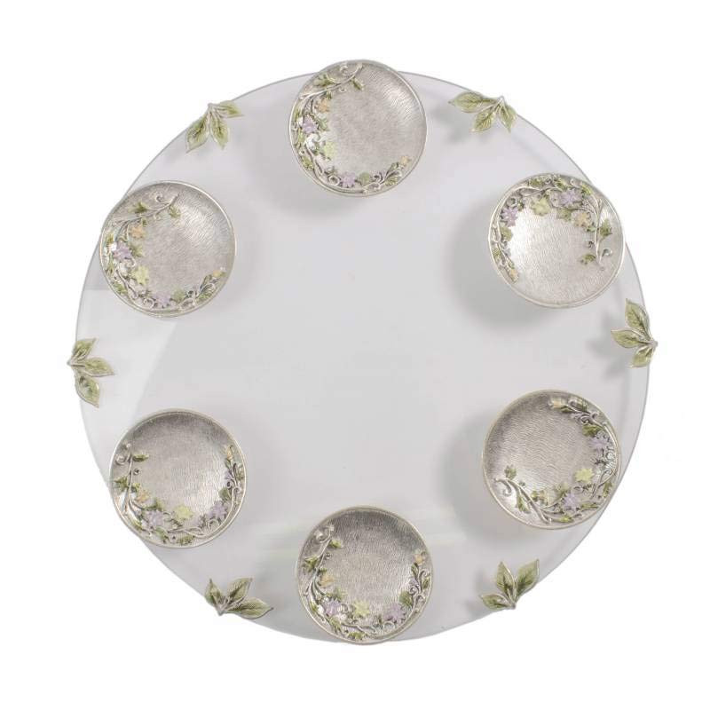 Passover GiftsPassover Freesia Glass And Pewter Seder Plate