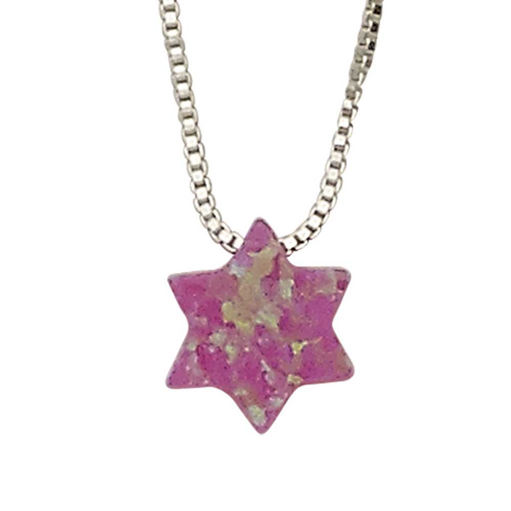 Jewish Jewelry Pink Opal Star of David Necklace - Main Image