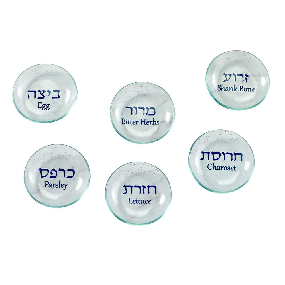 Set Of 6 Round Glass Seder Plate LinersPassover