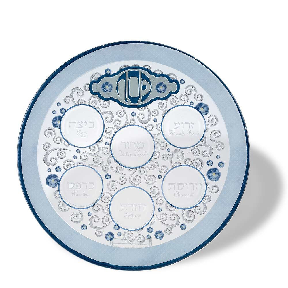 Passover GiftsPassover Round Elegant Seder Plate Glass
