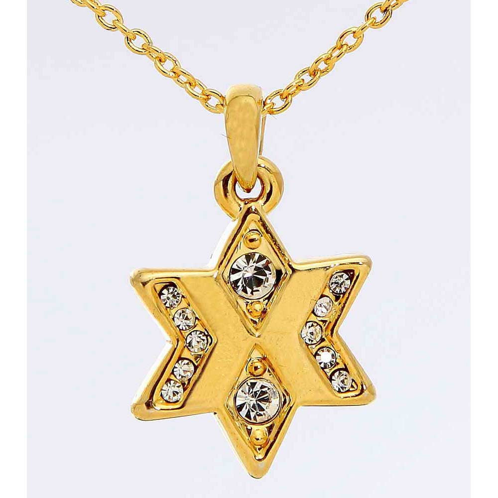 Golden Jewish Star Necklace With Accents