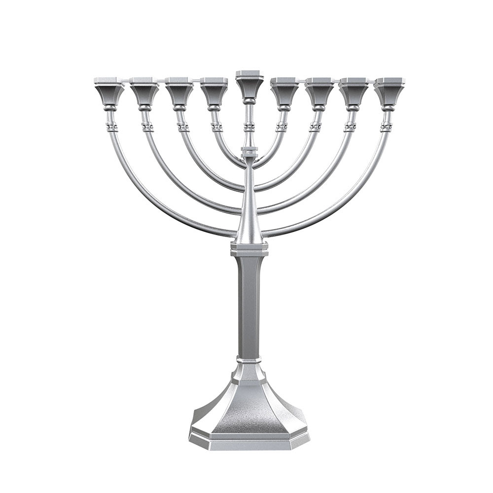 Majestic Giftware Chanukka Menorah Aus Metall – 9-armig, Silber, Für Das Lichterfest