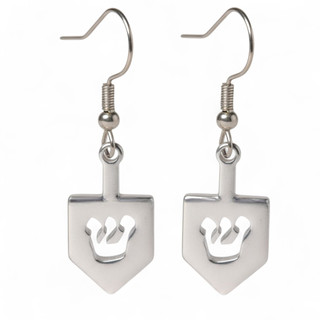 Silver-Tone Dreidel Earrings