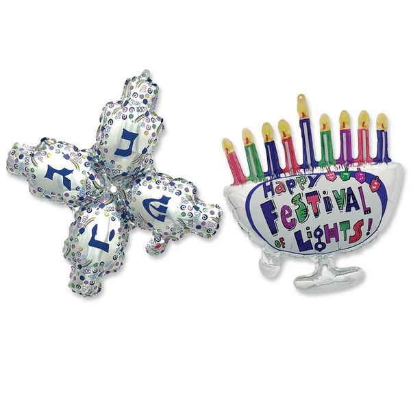 Festive Hanukkah Mylar Balloons